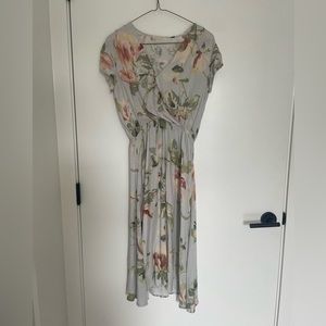 Oysho Lightweight midi floral blue dress